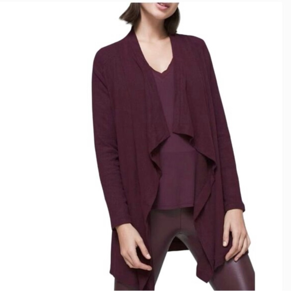 White House Black Market Burgundy Long Cardigan Size M